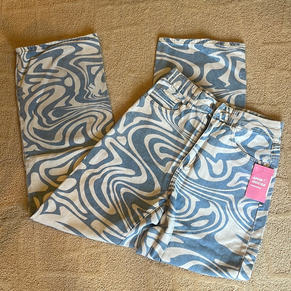 Strawberry milk mob printed jeans